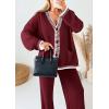 imagePRETTYGARDEN Lounge Sets for Women Fall 2025 Loungewear 2 Piece Outfits Cardigan Sweaters Track Suit Matching Winter ClothingWine Red