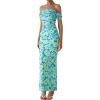 imagePRETTYGARDEN Maxi Dresses for Women 2025 Summer Elegant Floral Off Shoulder Ruched Mesh Cocktail Wedding Guest DressLight Green Daisy