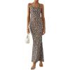 imagePRETTYGARDEN Maxi Dresses for Women 2025 Summer Halter Leopard Print Backless Sexy Bodycon Cocktail Beach Long DressBlack Leopard