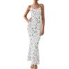 imagePRETTYGARDEN Maxi Dresses for Women 2025 Summer Halter Leopard Print Backless Sexy Bodycon Cocktail Beach Long DressDot White Black