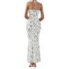 imagePRETTYGARDEN Maxi Dresses for Women 2025 Summer Halter Leopard Print Backless Sexy Bodycon Cocktail Beach Long DressDot White Black