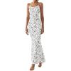 imagePRETTYGARDEN Maxi Dresses for Women 2025 Summer Halter Leopard Print Backless Sexy Bodycon Cocktail Beach Long DressDot White Black