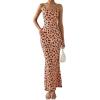 imagePRETTYGARDEN Maxi Dresses for Women 2025 Summer Halter Leopard Print Backless Sexy Bodycon Cocktail Beach Long DressKhaki Leopard