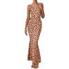 imagePRETTYGARDEN Maxi Dresses for Women 2025 Summer Halter Leopard Print Backless Sexy Bodycon Cocktail Beach Long DressKhaki Leopard