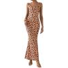 imagePRETTYGARDEN Maxi Dresses for Women 2025 Summer Halter Leopard Print Backless Sexy Bodycon Cocktail Beach Long DressKhaki Leopard