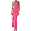 imagePRETTYGARDEN Maxi Dresses for Women 2025 Summer Halter Leopard Print Backless Sexy Bodycon Cocktail Beach Long DressZebra Rose Red