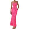 imagePRETTYGARDEN Maxi Dresses for Women 2025 Summer Halter Leopard Print Backless Sexy Bodycon Cocktail Beach Long DressZebra Rose Red