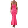 imagePRETTYGARDEN Maxi Dresses for Women 2025 Summer Halter Leopard Print Backless Sexy Bodycon Cocktail Beach Long DressZebra Rose Red
