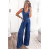 imagePRETTYGARDEN One Piece Jumpsuits 2025 Spring Sleeveless Tank Wide Leg Summer Casual Travel Airport Outfits Pants RompersBlue