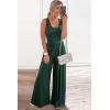 imagePRETTYGARDEN One Piece Jumpsuits 2025 Spring Sleeveless Tank Wide Leg Summer Casual Travel Airport Outfits Pants RompersDark Green