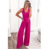 imagePRETTYGARDEN One Piece Jumpsuits 2025 Spring Sleeveless Tank Wide Leg Summer Casual Travel Airport Outfits Pants RompersRose Red