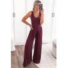 imagePRETTYGARDEN One Piece Jumpsuits 2025 Spring Sleeveless Tank Wide Leg Summer Casual Travel Airport Outfits Pants RompersWine Red