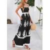 imagePRETTYGARDEN Summer Dress for Women 2025 Floral Sundress Spaghetti Strap Flowy Beach Vacation Boho Maxi DressesBlack White Floral