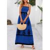 imagePRETTYGARDEN Summer Dress for Women 2025 Floral Sundress Spaghetti Strap Flowy Beach Vacation Boho Maxi DressesBlue Black Floral