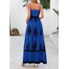 imagePRETTYGARDEN Summer Dress for Women 2025 Floral Sundress Spaghetti Strap Flowy Beach Vacation Boho Maxi DressesBlue Black Floral
