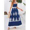 imagePRETTYGARDEN Summer Dress for Women 2025 Floral Sundress Spaghetti Strap Flowy Beach Vacation Boho Maxi DressesDark Blue White Floral