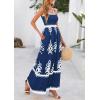 imagePRETTYGARDEN Summer Dress for Women 2025 Floral Sundress Spaghetti Strap Flowy Beach Vacation Boho Maxi DressesDark Blue White Floral
