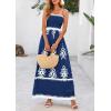 imagePRETTYGARDEN Summer Dress for Women 2025 Floral Sundress Spaghetti Strap Flowy Beach Vacation Boho Maxi DressesDark Blue White Floral