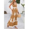 imagePRETTYGARDEN Summer Dress for Women 2025 Floral Sundress Spaghetti Strap Flowy Beach Vacation Boho Maxi DressesKhaki Floral