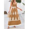 imagePRETTYGARDEN Summer Dress for Women 2025 Floral Sundress Spaghetti Strap Flowy Beach Vacation Boho Maxi DressesKhaki Floral