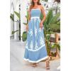 imagePRETTYGARDEN Summer Dress for Women 2025 Floral Sundress Spaghetti Strap Flowy Beach Vacation Boho Maxi DressesLight Blue White Floral