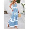imagePRETTYGARDEN Summer Dress for Women 2025 Floral Sundress Spaghetti Strap Flowy Beach Vacation Boho Maxi DressesLight Blue White Floral