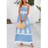 imagePRETTYGARDEN Summer Dress for Women 2025 Floral Sundress Spaghetti Strap Flowy Beach Vacation Boho Maxi DressesLight Blue White Floral