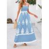 imagePRETTYGARDEN Summer Dress for Women 2025 Floral Sundress Spaghetti Strap Flowy Beach Vacation Boho Maxi DressesLight Blue White Floral