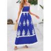 imagePRETTYGARDEN Summer Dress for Women 2025 Floral Sundress Spaghetti Strap Flowy Beach Vacation Boho Maxi DressesRoyal Blue White Floral