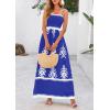 imagePRETTYGARDEN Summer Dress for Women 2025 Floral Sundress Spaghetti Strap Flowy Beach Vacation Boho Maxi DressesRoyal Blue White Floral