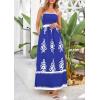 imagePRETTYGARDEN Summer Dress for Women 2025 Floral Sundress Spaghetti Strap Flowy Beach Vacation Boho Maxi DressesRoyal Blue White Floral