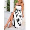 imagePRETTYGARDEN Summer Dress for Women 2025 Floral Sundress Spaghetti Strap Flowy Beach Vacation Boho Maxi DressesWhite Black Floral