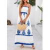 imagePRETTYGARDEN Summer Dress for Women 2025 Floral Sundress Spaghetti Strap Flowy Beach Vacation Boho Maxi DressesWhite Blue Floral