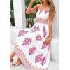 imagePRETTYGARDEN Summer Dress for Women 2025 Floral Sundress Spaghetti Strap Flowy Beach Vacation Boho Maxi DressesWhite Rose Red Floral