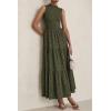 imagePRETTYGARDEN Summer Dresses for Women 2025 Casual Eyelet Sleeveless Wedding Guest Maxi Dress Tank Top Sundress with PocketsArmy Green