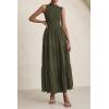 imagePRETTYGARDEN Summer Dresses for Women 2025 Casual Eyelet Sleeveless Wedding Guest Maxi Dress Tank Top Sundress with PocketsArmy Green