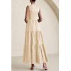 imagePRETTYGARDEN Summer Dresses for Women 2025 Casual Eyelet Sleeveless Wedding Guest Maxi Dress Tank Top Sundress with PocketsBeige