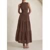 imagePRETTYGARDEN Summer Dresses for Women 2025 Casual Eyelet Sleeveless Wedding Guest Maxi Dress Tank Top Sundress with PocketsBrown