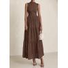 imagePRETTYGARDEN Summer Dresses for Women 2025 Casual Eyelet Sleeveless Wedding Guest Maxi Dress Tank Top Sundress with PocketsBrown