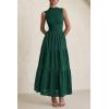 imagePRETTYGARDEN Summer Dresses for Women 2025 Casual Eyelet Sleeveless Wedding Guest Maxi Dress Tank Top Sundress with PocketsDark Green