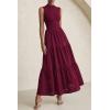 imagePRETTYGARDEN Summer Dresses for Women 2025 Casual Eyelet Sleeveless Wedding Guest Maxi Dress Tank Top Sundress with PocketsJujube Red