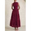 imagePRETTYGARDEN Summer Dresses for Women 2025 Casual Eyelet Sleeveless Wedding Guest Maxi Dress Tank Top Sundress with PocketsJujube Red