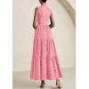 imagePRETTYGARDEN Summer Dresses for Women 2025 Casual Eyelet Sleeveless Wedding Guest Maxi Dress Tank Top Sundress with PocketsPink