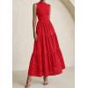 imagePRETTYGARDEN Summer Dresses for Women 2025 Casual Eyelet Sleeveless Wedding Guest Maxi Dress Tank Top Sundress with PocketsRed
