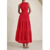 imagePRETTYGARDEN Summer Dresses for Women 2025 Casual Eyelet Sleeveless Wedding Guest Maxi Dress Tank Top Sundress with PocketsRed