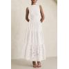 imagePRETTYGARDEN Summer Dresses for Women 2025 Casual Eyelet Sleeveless Wedding Guest Maxi Dress Tank Top Sundress with PocketsWhite