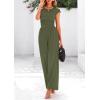 imagePRETTYGARDEN Summer Jumpsuits for Women Dressy 2025 Ribbed Cap Sleeve Wide Leg Pants Rompers Elegant Casual One Piece OutfitsArmy Green