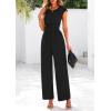 imagePRETTYGARDEN Summer Jumpsuits for Women Dressy 2025 Ribbed Cap Sleeve Wide Leg Pants Rompers Elegant Casual One Piece OutfitsBlack