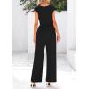 imagePRETTYGARDEN Summer Jumpsuits for Women Dressy 2025 Ribbed Cap Sleeve Wide Leg Pants Rompers Elegant Casual One Piece OutfitsBlack