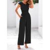 imagePRETTYGARDEN Summer Jumpsuits for Women Dressy 2025 Ribbed Cap Sleeve Wide Leg Pants Rompers Elegant Casual One Piece OutfitsBlack